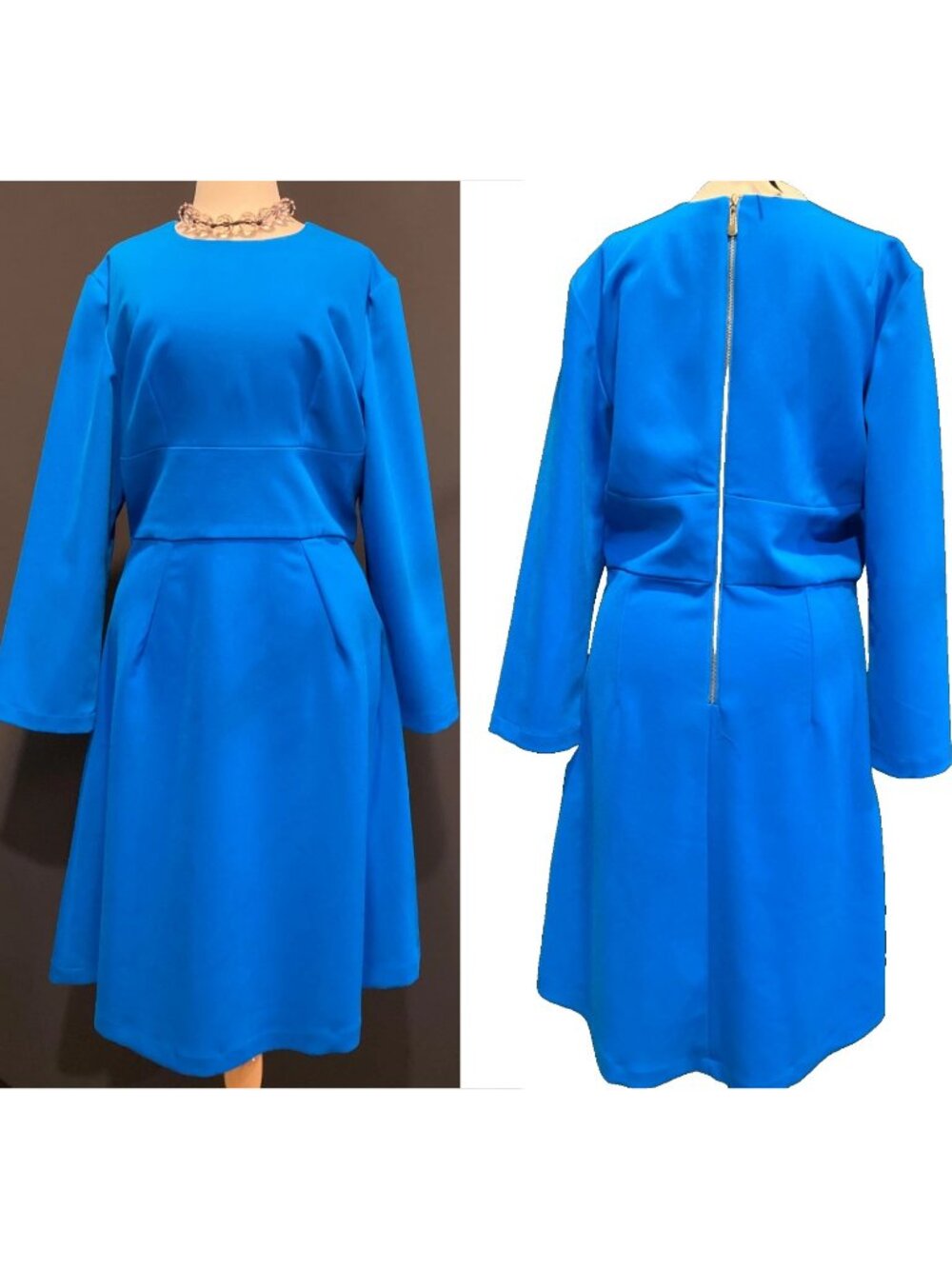 Marycrafts Blue Formal Long Sleeve Fit & Flare Dress Size 18